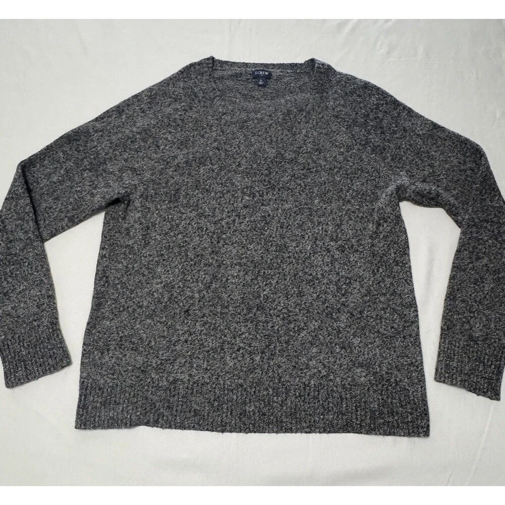 J.Crew Factory Men's Large Marled Charcoal Gray Crewneck Sweater Warm Preppy